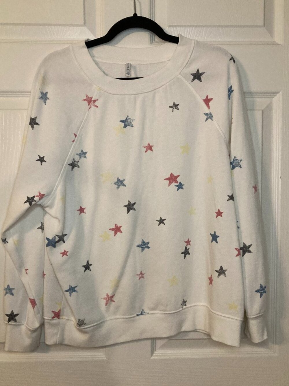 Z Supply Women's White Multi-Color Star Pattern Crewneck Sweatshirt - Size S
